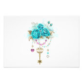 Turquoise-Rozen met Keys Foto Afdruk (Voorkant)