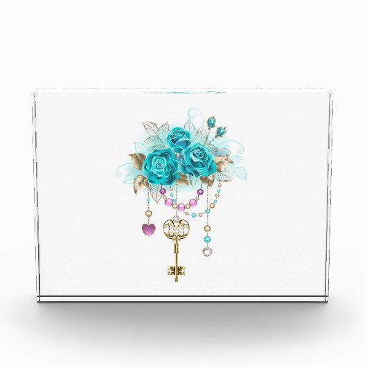 Turquoise-Rozen met Keys Fotoblokken (Voorkant)
