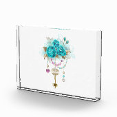 Turquoise-Rozen met Keys Fotoblokken (Rechts)