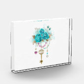 Turquoise-Rozen met Keys Fotoblokken (Links)