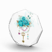 Turquoise-Rozen met Keys Fotoblokken (Rechts)