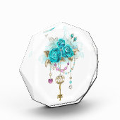 Turquoise-Rozen met Keys Fotoblokken (Links)