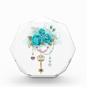 Turquoise-Rozen met Keys Fotoblokken