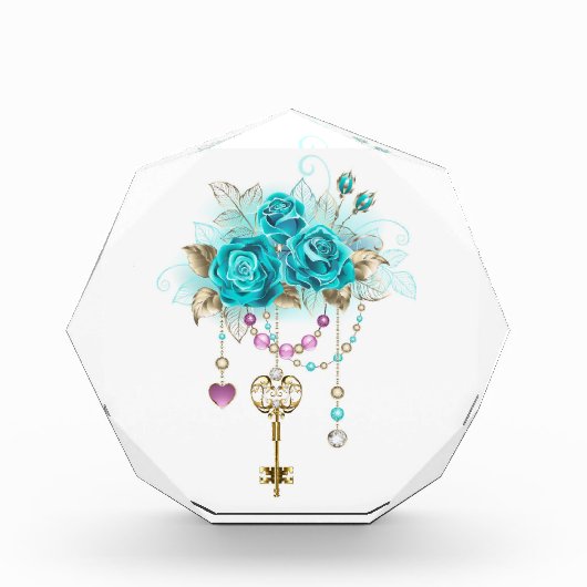 Turquoise-Rozen met Keys Fotoblokken (Voorkant)