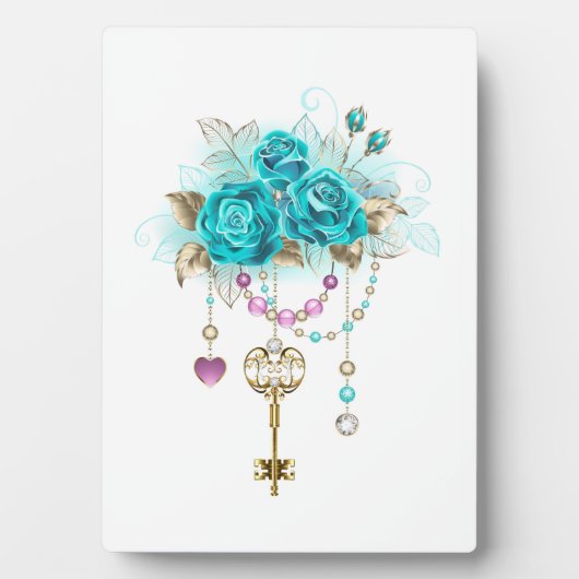 Turquoise-Rozen met Keys Fotoplaat (voorkant)
