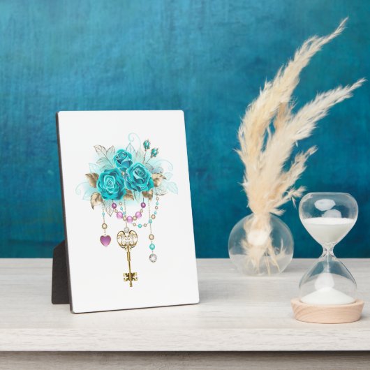Turquoise-Rozen met Keys Fotoplaat (Zijkant)