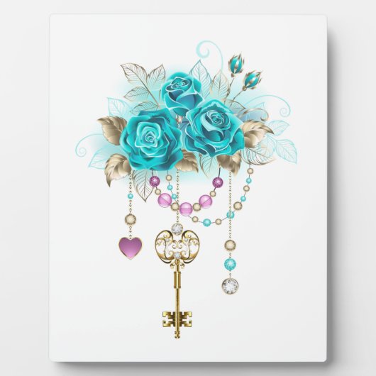 Turquoise-Rozen met Keys Fotoplaat (Voorkant)