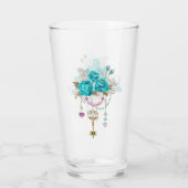 Turquoise-Rozen met Keys Glas (Achterkant)