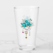 Turquoise-Rozen met Keys Glas (Voorkant)