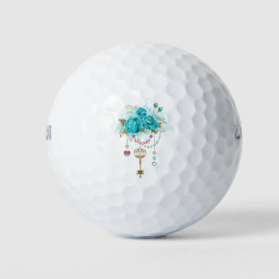 Turquoise-Rozen met Keys Golfballen