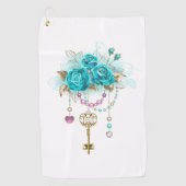 Turquoise-Rozen met Keys Golfhanddoek (Voorkant)