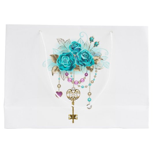 Turquoise-Rozen met Keys Groot Cadeauzakje (Achterkant)