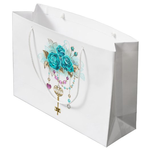 Turquoise-Rozen met Keys Groot Cadeauzakje (Achterkant Gekanteld)