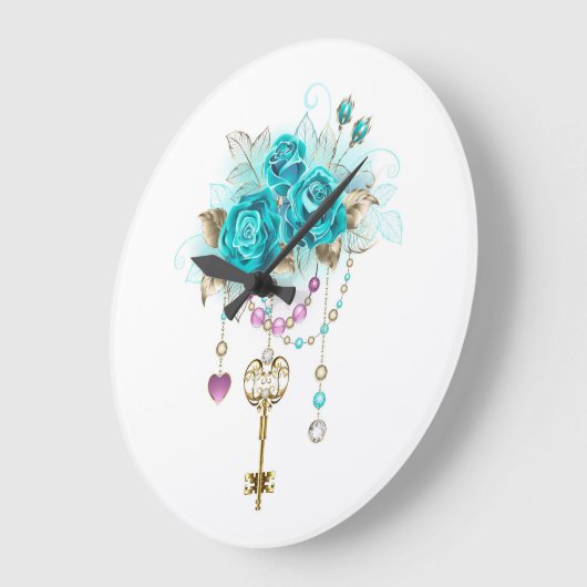 Turquoise-Rozen met Keys Grote Klok (Hoek)