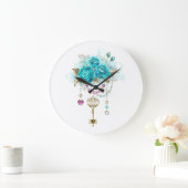 Turquoise-Rozen met Keys Grote Klok (Huis)