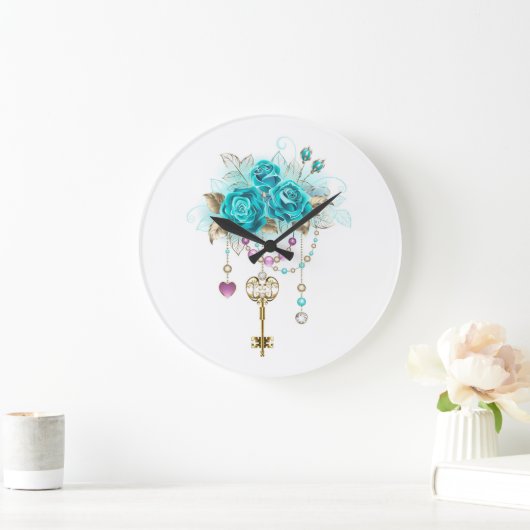 Turquoise-Rozen met Keys Grote Klok (Huis)