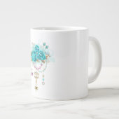 Turquoise-Rozen met Keys Grote Koffiekop (Voorkant rechts)