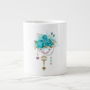 Turquoise-Rozen met Keys Grote Koffiekop