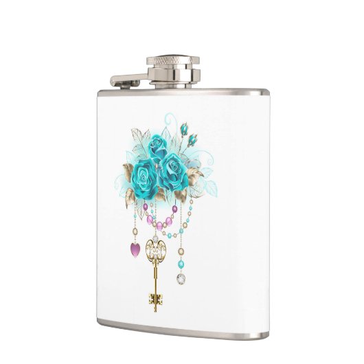 Turquoise-Rozen met Keys Heupfles (Links)
