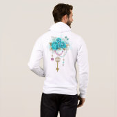 Turquoise-Rozen met Keys Hoodie (Achterkant volledig)