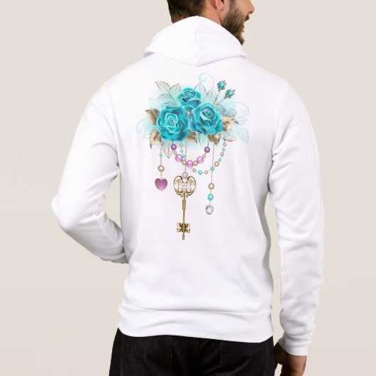 Turquoise-Rozen met Keys Hoodie (Achterkant)