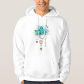 Turquoise-Rozen met Keys Hoodie (Voorkant)