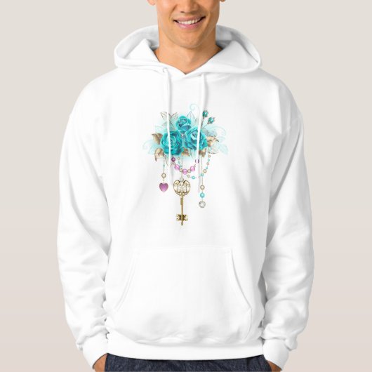 Turquoise-Rozen met Keys Hoodie (Voorkant)