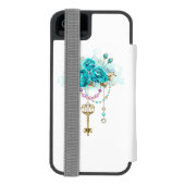 Turquoise-Rozen met Keys Incipio iPhone Portemonnee Hoesje (Agenda Achterkant)