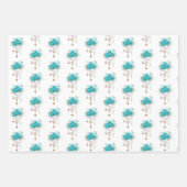 Turquoise-Rozen met Keys Inpakpapier Vel (Voorkant 3)