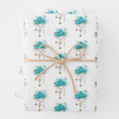 Turquoise-Rozen met Keys Inpakpapier Vel (In situ)