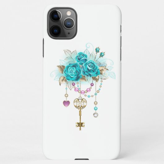 Turquoise-Rozen met Keys iPhone Hoesje (Achterkant)