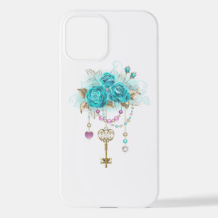 Turquoise-Rozen met Keys iPhone 12 Hoesje
