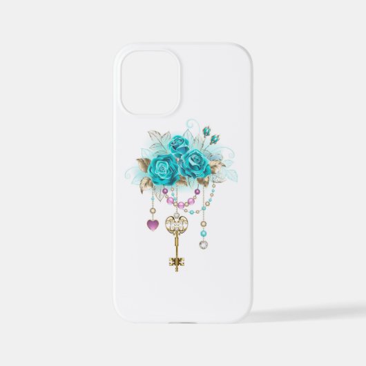 Turquoise-Rozen met Keys iPhone Hoesje (Achterkant)