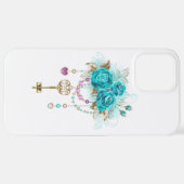Turquoise-Rozen met Keys iPhone Hoesje (Achterkant horizontaal)