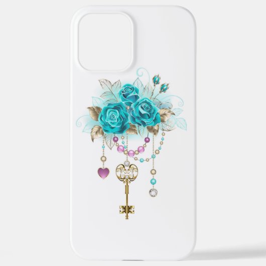 Turquoise-Rozen met Keys iPhone Hoesje (Achterkant)