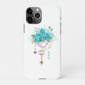 Turquoise-Rozen met Keys iPhone Hoesje (Achterkant)