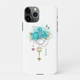 Turquoise-Rozen met Keys iPhone 11Pro Hoesje