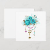 Turquoise-Rozen met Keys Kaart (Voorkant / Achterkant)