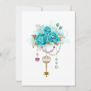 Turquoise-Rozen met Keys Kaart