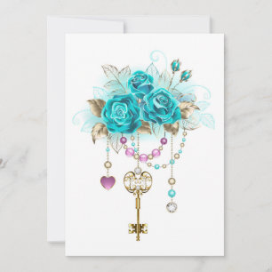 Turquoise-Rozen met Keys Kaart