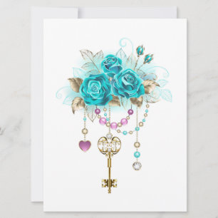 Turquoise-Rozen met Keys Kaart