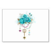 Turquoise-Rozen met Keys Kaart (Voorkant)
