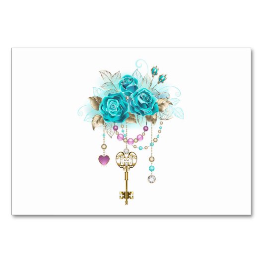 Turquoise-Rozen met Keys Kaart (Voorkant)