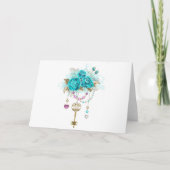 Turquoise-Rozen met Keys Kaart (Voorkant)
