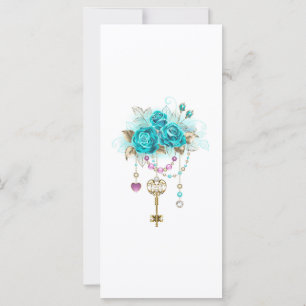 Turquoise-Rozen met Keys Kaart