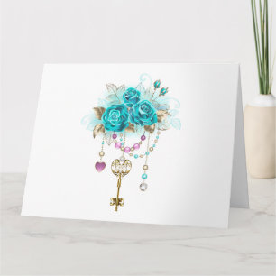 Turquoise-Rozen met Keys Kaart