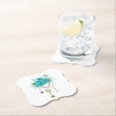 Turquoise-Rozen met Keys Kartonnen Onderzetters (Insitu)