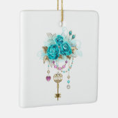 Turquoise-Rozen met Keys Keramisch Ornament (Rechts)