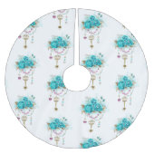Turquoise-Rozen met Keys Kerstboom Rok (Voorkant)