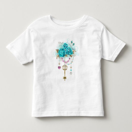 Turquoise-Rozen met Keys Kinder Shirts (Voorkant)